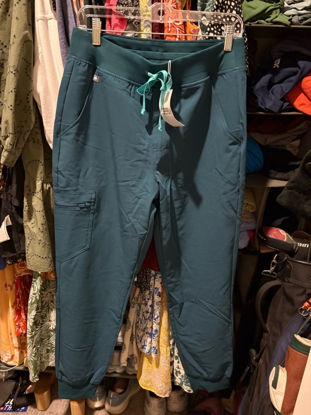 Figs Caribbean Blue high waisted Zamora joggers medium regular
